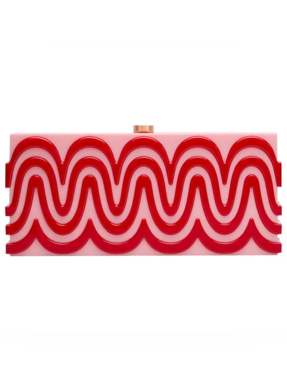 NEW Cult Gaia Yaro Wavy Acrylic Clutch – Pink & Red